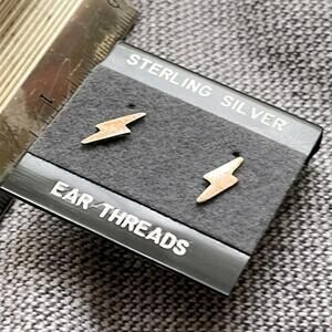 Vintage-New Sterling Silver‎ Lightning Bolt Earrings Y2K